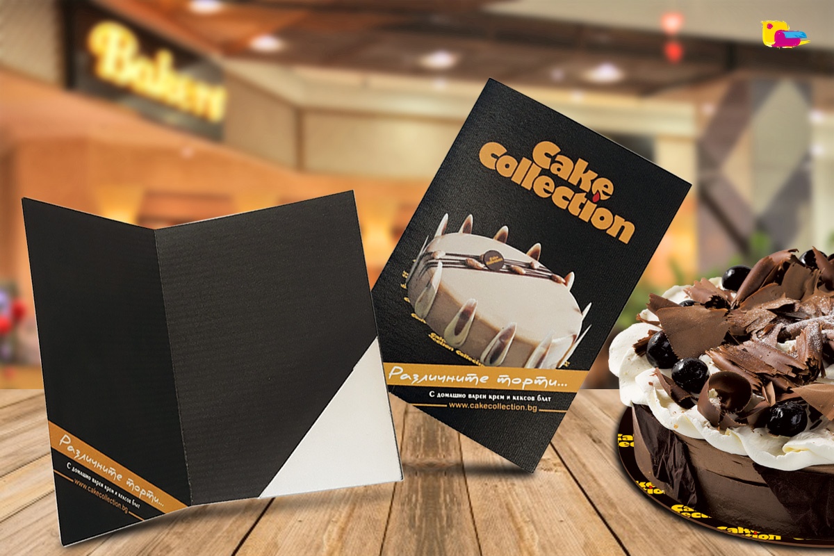 Печат на сметници, релефен ефектен картон, клиент: Cake Collection , Булбранд Медия ООД