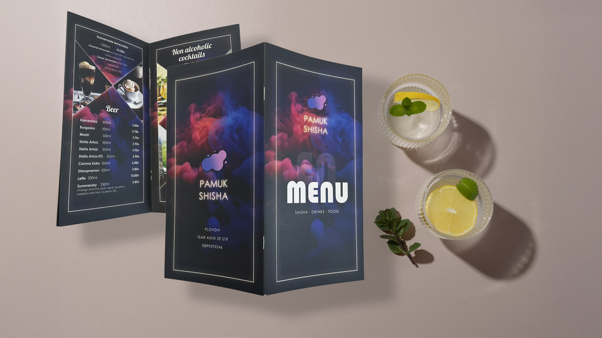 дизайн печат меню бар